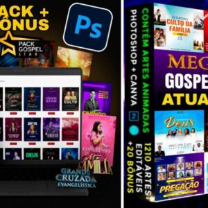 PACK Artes GOSPEL Editáveis Canva e Photoshop +Bônus Premium